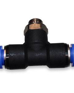 T-piece 8/6mm to 1/8" M pivotable, pluggable plastic PA